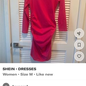 SHEIN Vibrant Pink Long Sleeve Dress